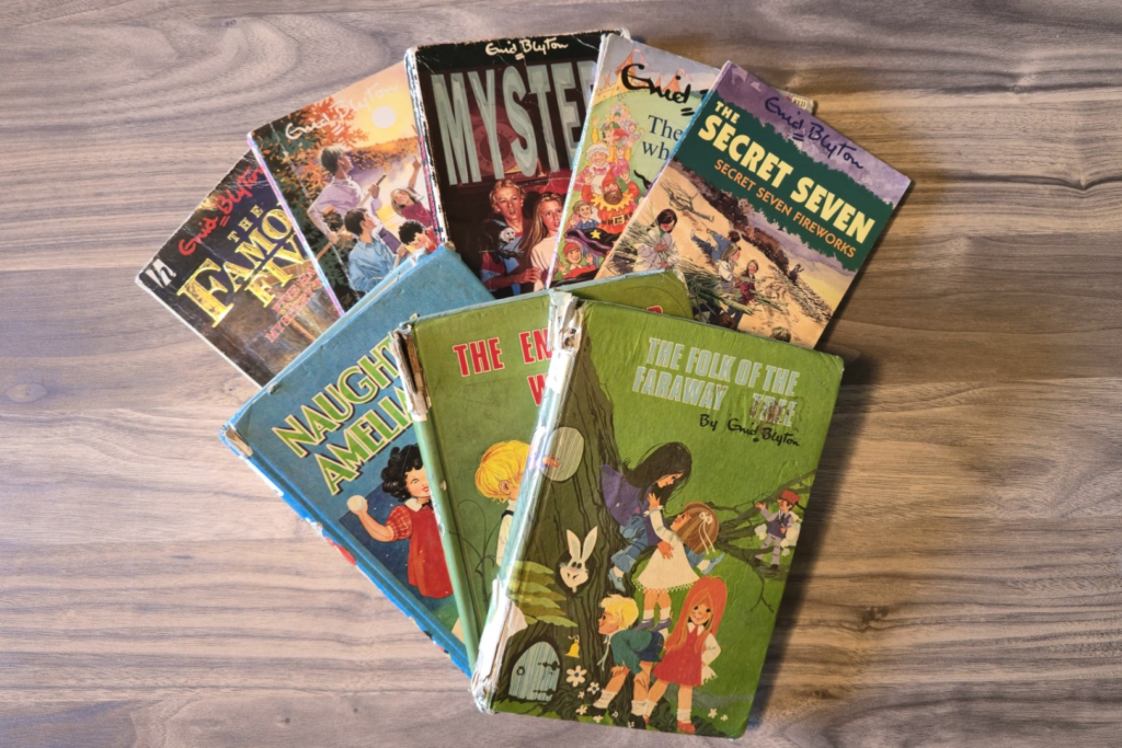 Age worn and well-loved. Books from my childhood.